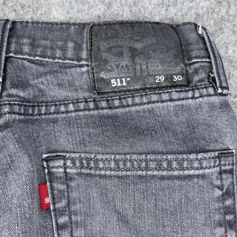 Levi's 511 Slim Fit Jeans Mens 29x30 (Fits 27x27) Gray Denim Stretch Dark Wash